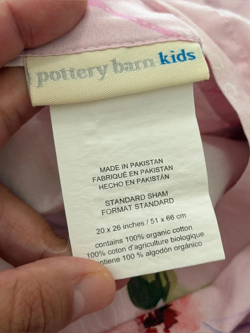 Pottery Barn Kids Lot of 2 White Pink Organic Cotton Pillowcase Sham